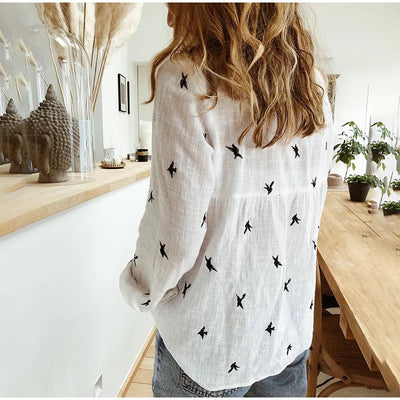 Cathy™ - Casual Bird Print Top