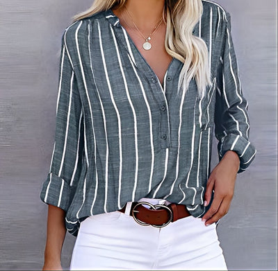 Ashley™ - Comfy Striped Button-Up
