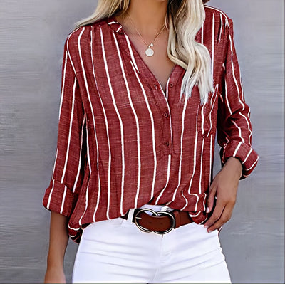 Ashley™ - Comfy Striped Button-Up
